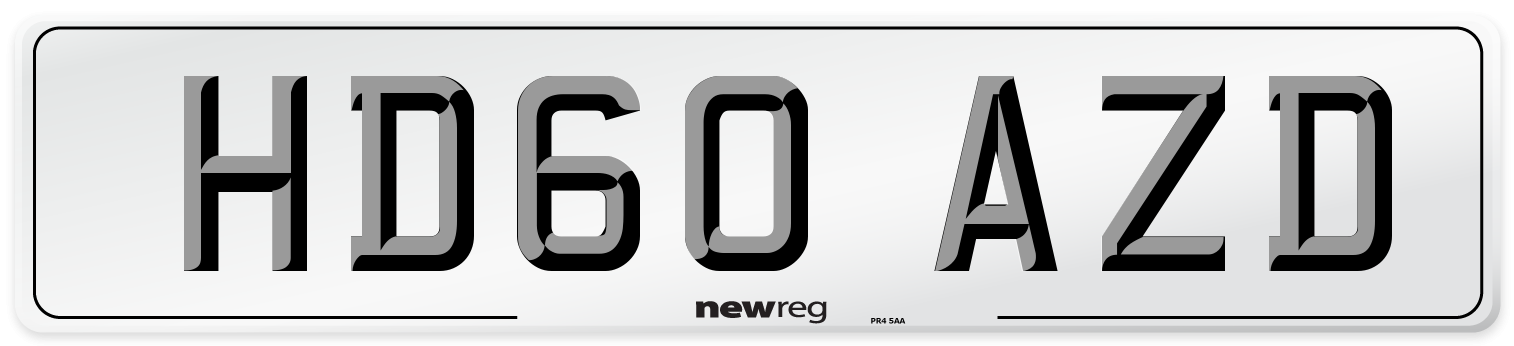 HD60 AZD Number Plate from New Reg